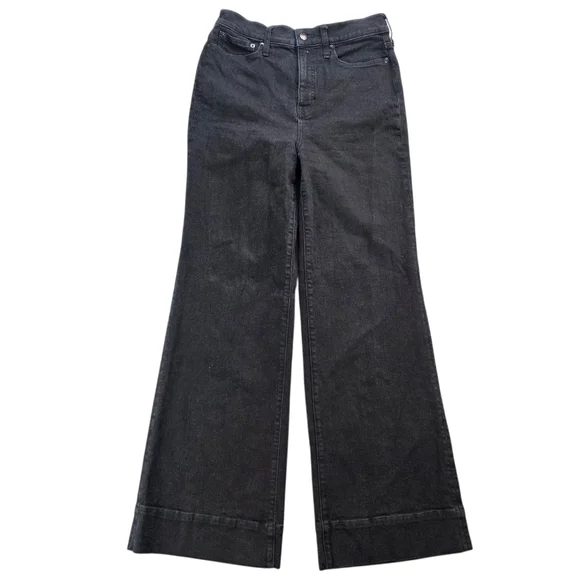 J. Crew Denim Trouser In 1996 Semi-stretch Black Wash Wide Leg Jeans sz 27 - Picture 2 of 12
